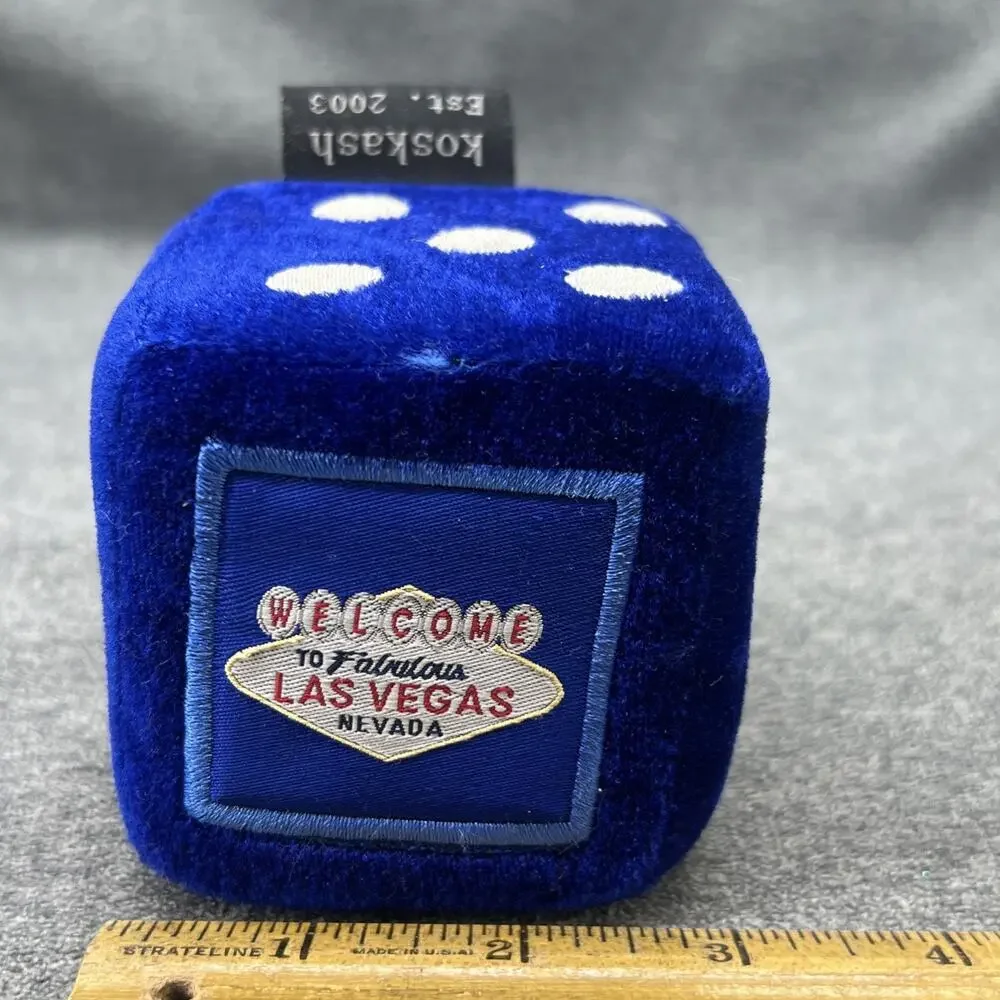 Welcome To Famous Las Vegas Nevada Soft Plush Novelty Dice 2pc Set Blue 3